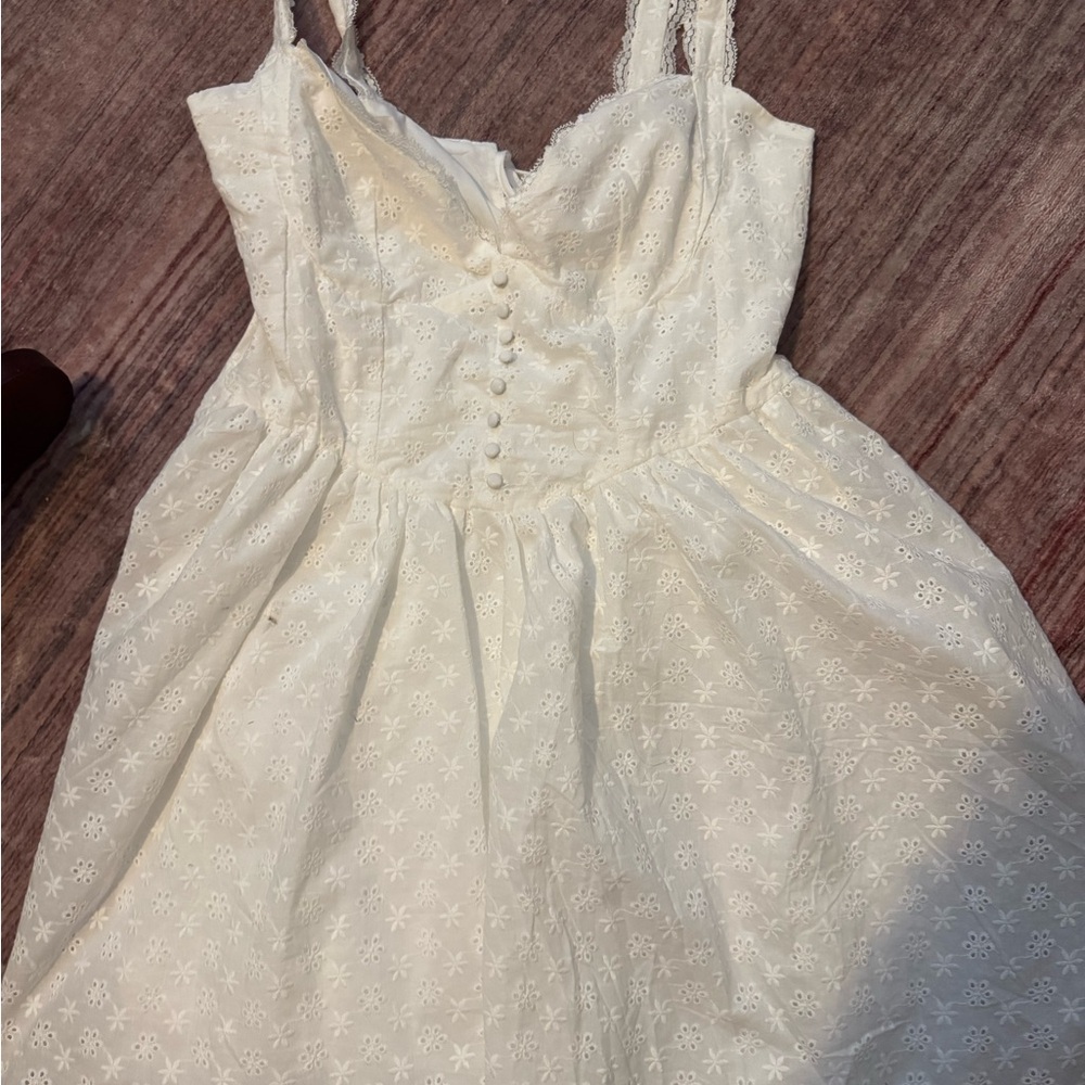 Elegant White Eyelet Dress size small medium